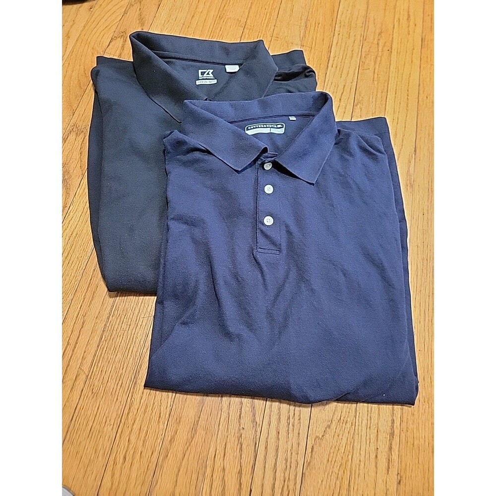 LOT OF TWO cutter buck golf shirt 4XT, Drytec cotton, black AND navy Blue